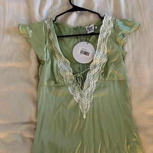 Princess Polly Armas Lace Trim Maxi Dress Size US 4 Green NWT